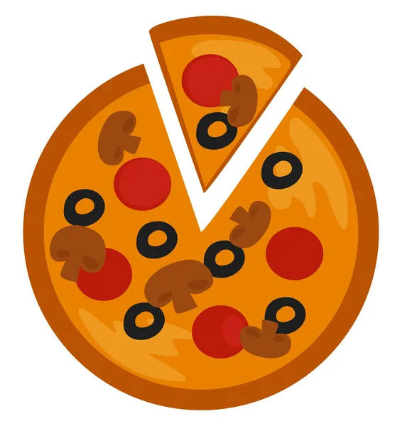 Stor Rund Pizza Illustration Vektor Vit Bakgrund — Stock vektor