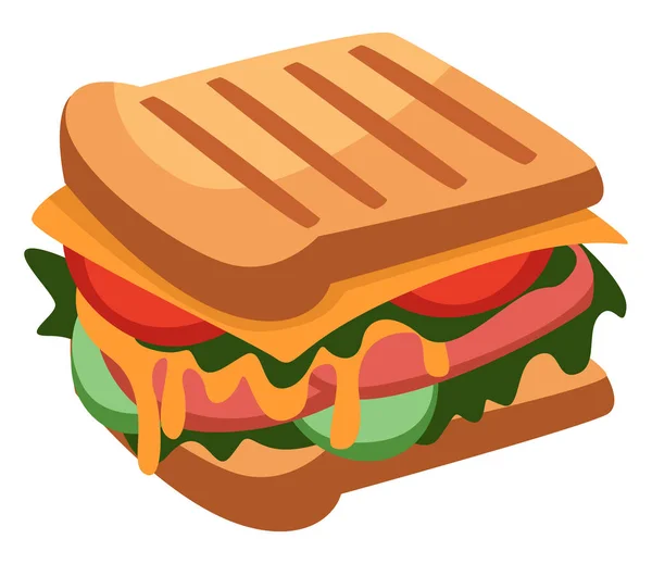 Biig Sandwich Illustrazione Vettore Sfondo Bianco — Vettoriale Stock