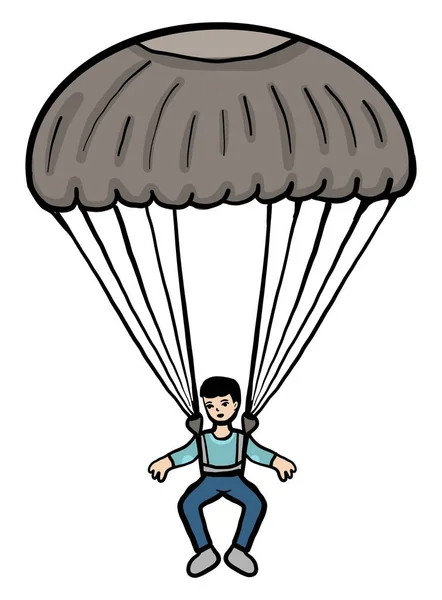 Mann Mit Fallschirm Illustration Vektor Auf Weißem Hintergrund — Stockvektor