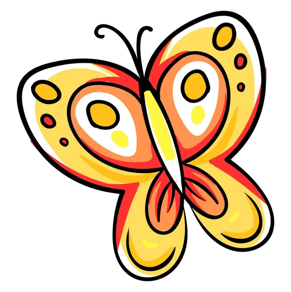 Yellow Butterfly Illustration Vector White Background — Stock Vector