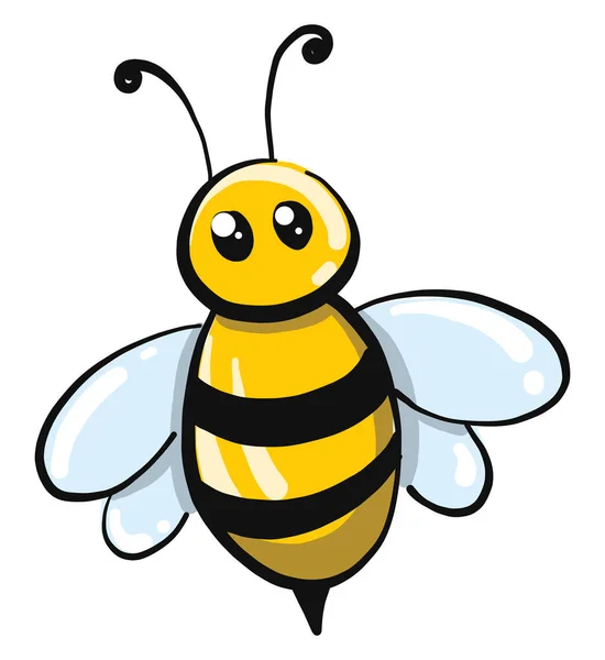 かわいい飛行蜂 イラスト 白い背景のベクトル — ストックベクタ