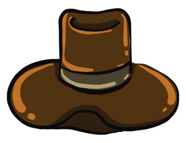 Büyük kahverengi şapka, illüstrasyon, beyaz arka planda vektör..