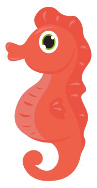 Kırmızı bebek denizatı, illüstrasyon, beyaz arka planda vektör.