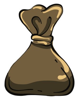 Kahverengi çuval, illüstrasyon, beyaz arkaplanda vektör.