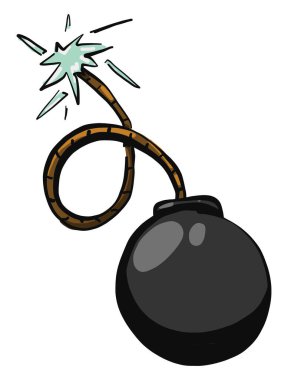 Fitil üzerindeki bomba, illüstrasyon, beyaz arkaplan üzerindeki vektör.