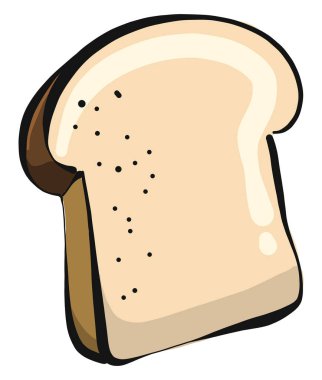 Beyaz arkaplanda bir parça ekmek, illüstrasyon, vektör.