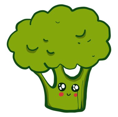 Şirin brokoli, illüstrasyon, beyaz arkaplanda vektör..