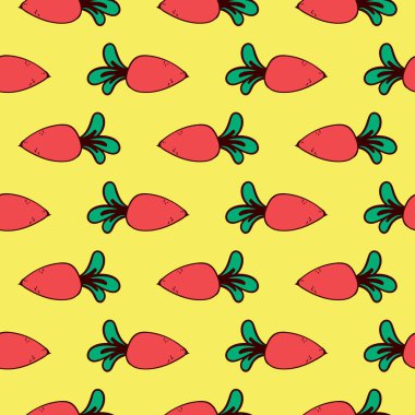 Bebek havuçları, sarı arka planda pürüzsüz desenler..