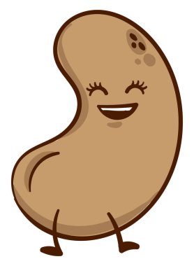 Dans eden kaju, illüstrasyon, beyaz arka planda vektör.