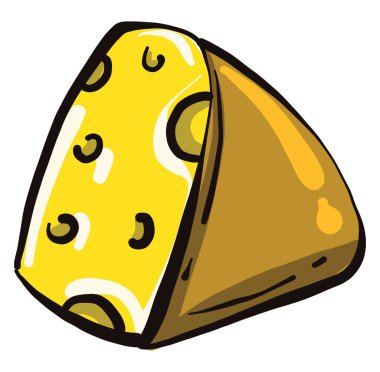 Küçük bir parça peynir, illüstrasyon, beyaz arkaplanda vektör.