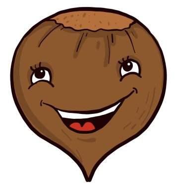 Gülen kestane, illüstrasyon, beyaz arkaplanda vektör.