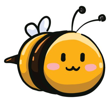 Sevimli sarı arı, illüstrasyon, beyaz arka planda vektör..