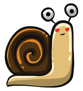 Sevimli aşk salyangozu, illüstrasyon, beyaz arka planda vektör..