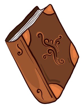 Dekoratif kahverengi kitap, illüstrasyon, beyaz arkaplan üzerindeki vektör.