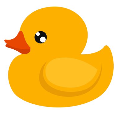 Sarı ördek oyuncağı, illüstrasyon, beyaz arkaplanda vektör.