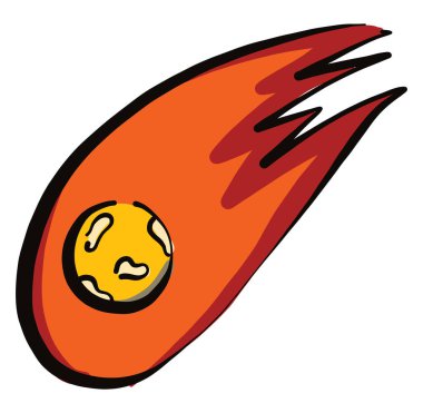 Düşen göktaşı, illüstrasyon, beyaz zemin üzerindeki vektör.