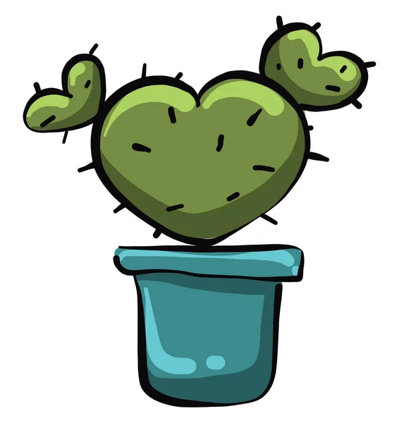 Hjärtformad Kaktus Illustration Vektor Vit Bakgrund — Stock vektor
