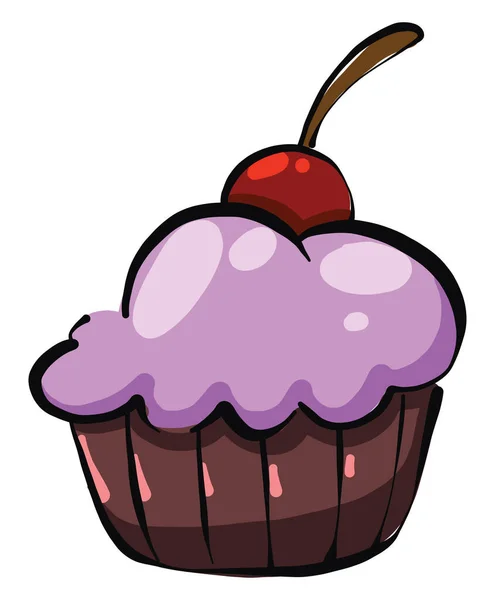 Cupcake Cerise Illustration Vecteur Sur Fond Blanc — Image vectorielle