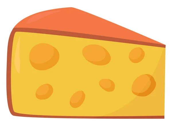 Rebanada Queso Con Agujeros Ilustración Vector Sobre Fondo Blanco — Archivo Imágenes Vectoriales