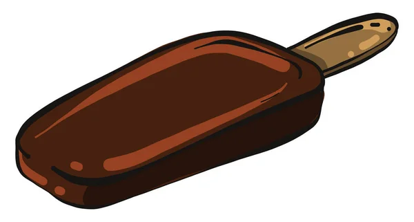Crème Glacée Chocolat Sur Bâton Illustration Vecteur Sur Fond Blanc — Image vectorielle