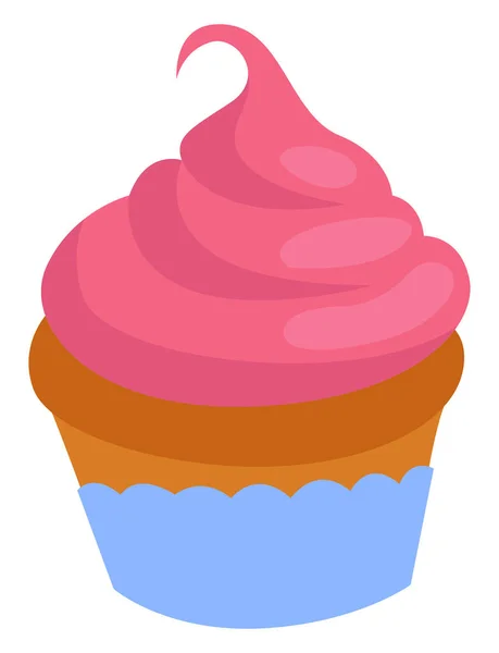 Schokoladen Cupcake Mit Rosa Schlagsahne Illustration Vektor Auf Weißem Hintergrund — Stockvektor