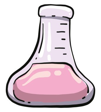 Beyaz zemin üzerinde pembe sıvı, illüstrasyon, vektör olan matara.