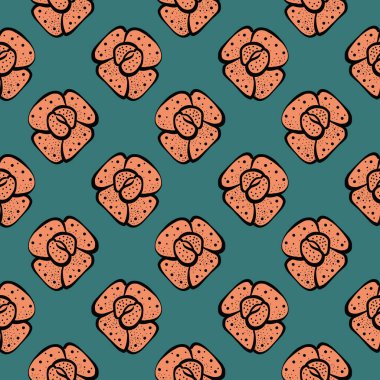 Turuncu çiçekler, koyu yeşil arka planda pürüzsüz desen..