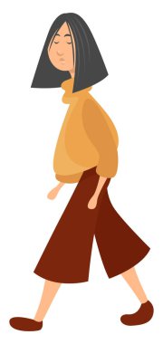 Gri saçlı kadın, illüstrasyon, beyaz arka planda vektör..