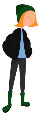 Yeşil bere, illüstrasyon, beyaz arkaplanda vektör.