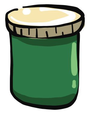 Beyaz arkaplan üzerindeki yeşil konteyner, illüstrasyon, vektör.