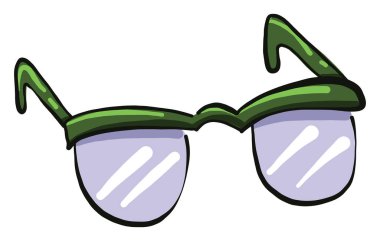 Yeşil modern gözlük, illüstrasyon, beyaz arkaplanda vektör.