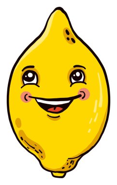 Mutlu sarı limon, illüstrasyon, beyaz arkaplanda vektör.