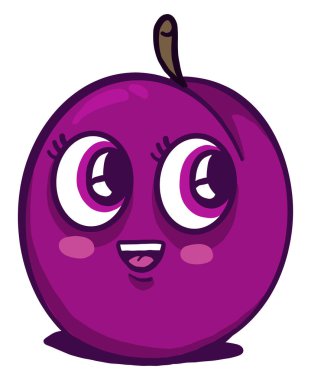 Mutlu mor erik, illüstrasyon, beyaz arkaplan üzerinde vektör.