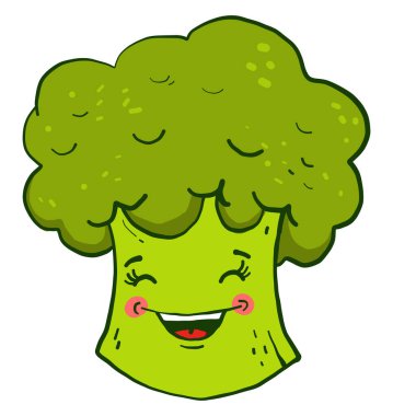 Yeşil brokoli gülüşü, illüstrasyon, beyaz arka planda vektör..