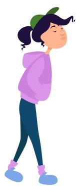 Pembe kapüşonlu kız, resimli, beyaz arka planda vektör..