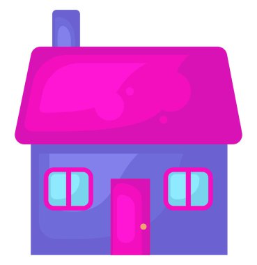 Pembe çatılı ev, illüstrasyon, beyaz arka planda vektör.