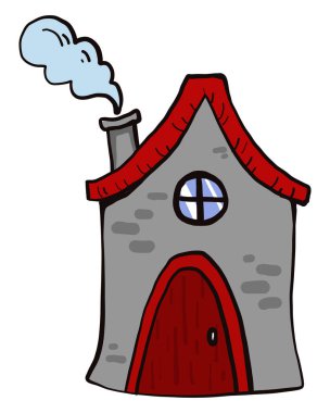 Kırmızı çatılı ev, illüstrasyon, beyaz arka planda vektör..