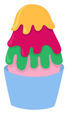 Kasede renkli dondurma, illüstrasyon, beyaz arka planda vektör..