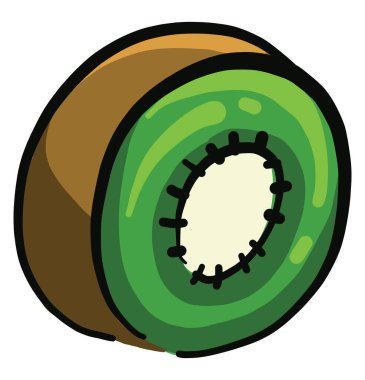 Kivi ikiye bölünmüş, illüstrasyon, beyaz arkaplan üzerindeki vektör.