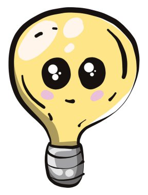 Sevimli ampul, illüstrasyon, beyaz arkaplan üzerindeki vektör.