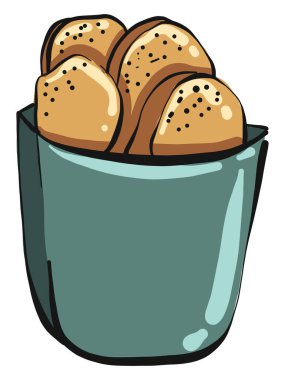 Külçeli kase, illüstrasyon, beyaz arkaplanlı vektör.