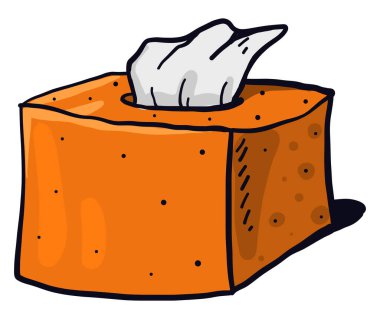 Beyaz arkaplanda turuncu peçete kutusu, illüstrasyon, vektör.