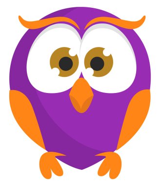 Şirin mor baykuş, illüstrasyon, beyaz arkaplanda vektör.