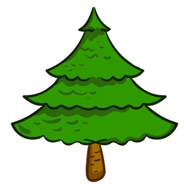 Küçük çam ağacı, illüstrasyon, beyaz arkaplanda vektör.