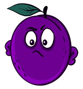 Kızgın kuru erik, illüstrasyon, beyaz arkaplandaki vektör.