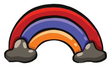 Beyaz arkaplanda küçük renkli gökkuşağı, illüstrasyon, vektör.