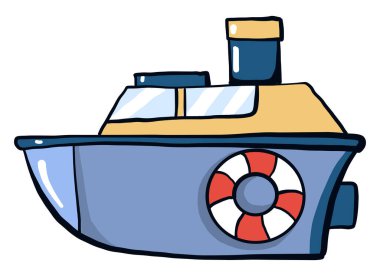 Oyuncak gemi, illüstrasyon, beyaz arkaplandaki vektör.