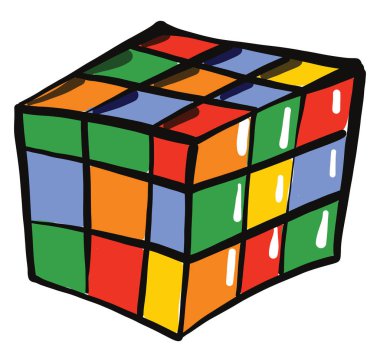 Rubiks küp, illüstrasyon, beyaz arkaplan üzerindeki vektör.