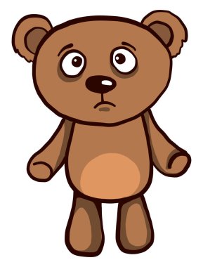 Üzgün kahverengi ayı, illüstrasyon, beyaz arka planda vektör.