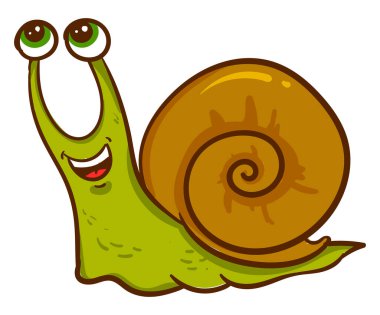 Salyangoz gülüşü, illüstrasyon, beyaz arka plandaki vektör.